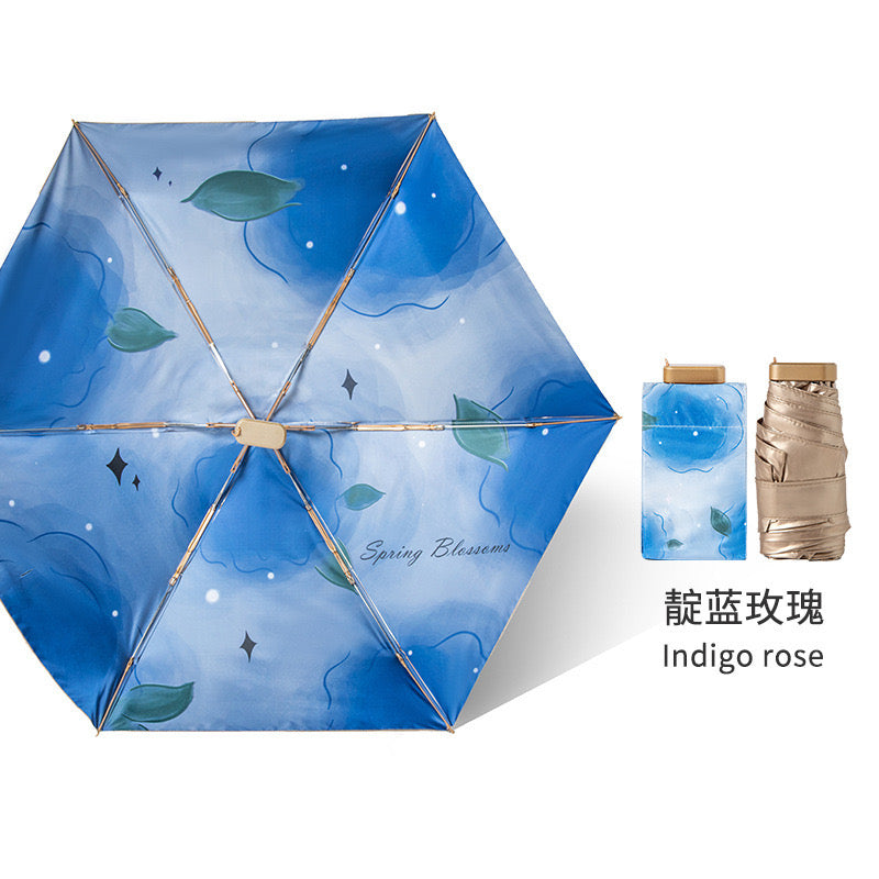 a cool summer! Titanium rose series sun protection six-fold umbrella, blocking 99% of ultraviolet rays, beautiful, compact and convenient UPF50+