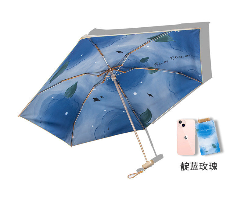 a cool summer! Titanium rose series sun protection six-fold umbrella, blocking 99% of ultraviolet rays, beautiful, compact and convenient UPF50+