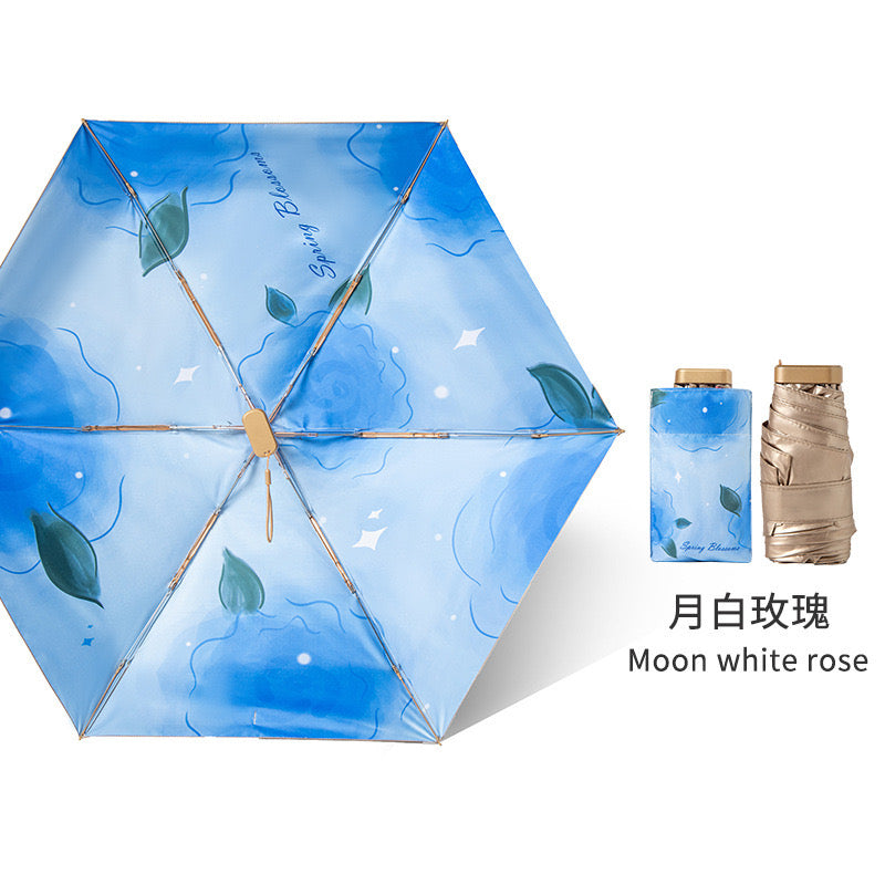 a cool summer! Titanium rose series sun protection six-fold umbrella, blocking 99% of ultraviolet rays, beautiful, compact and convenient UPF50+