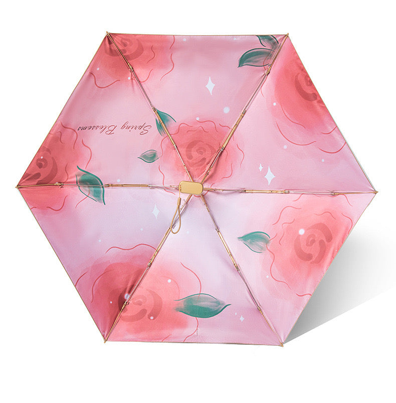 a cool summer! Titanium rose series sun protection six-fold umbrella, blocking 99% of ultraviolet rays, beautiful, compact and convenient UPF50+